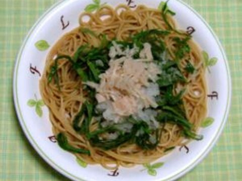 紫蘇と大根と貝柱のパスタ